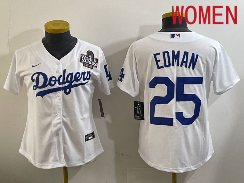 Women Los Angeles Dodgers #25 Edman White Game 2024 Nike MLB Jersey style 11201
